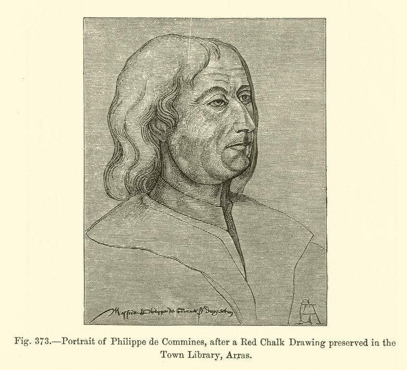 Porträtt av Philippe de Commines, efter en rödkritritning bevarad i stadsbiblioteket, Arras (gravyr) av French School