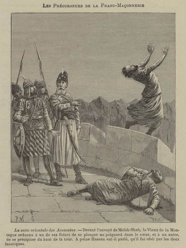 Föregångare till frimureriet: Assassins (gravyr) av French School