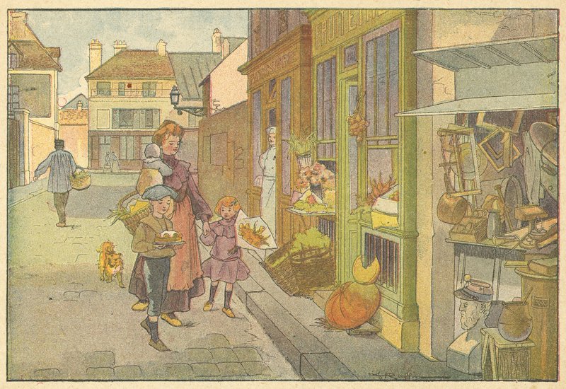 Festförberedelser (färg litho) av French School