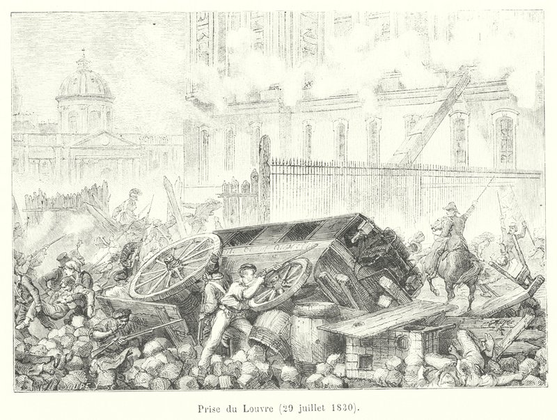 Fångst av Louvren, 29 juli 1830 (gravyr) av French School