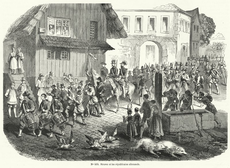 Procession av Gustav Struve och tyska republikaner, revolutionen 1848 av French School