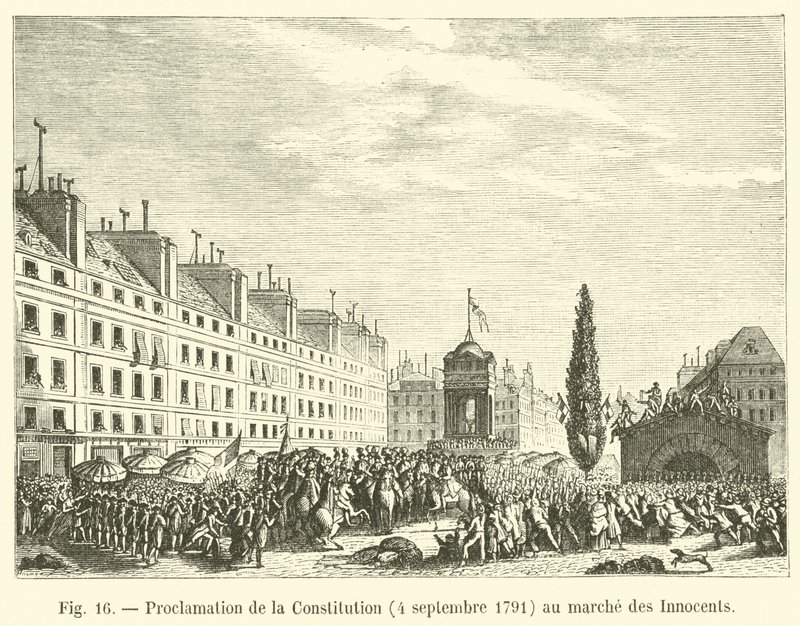 Konstitutionens kungörelse, 4 september 1791, vid de oskyldigas marsch av French School