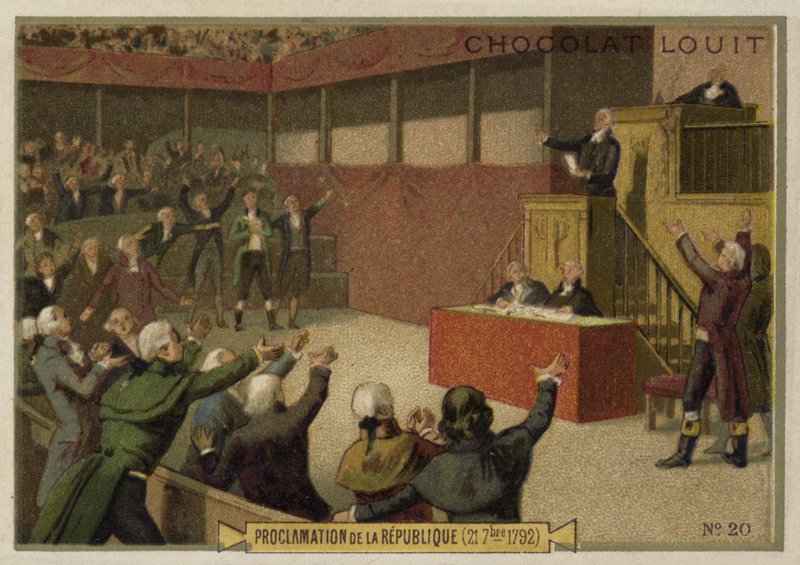 Tillkännagivande av den franska republiken genom konventionen, franska revolutionen, 21 september 1792 av French School