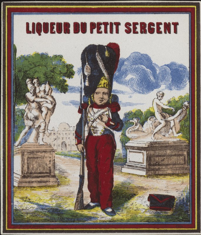 Produktetikett för Liqueur du Petit Sergent av French School