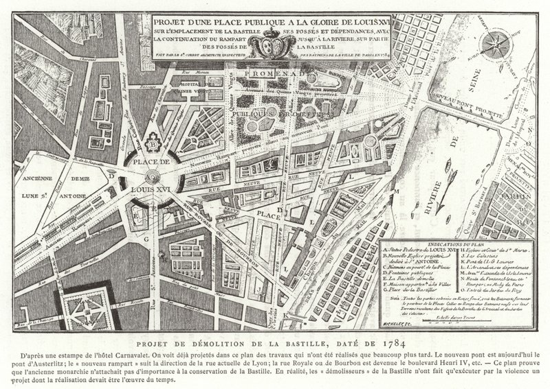 Förslag till ett offentligt torg tillägnat Ludvig XVI av Frankrikes ära, Paris, 1784 av French School