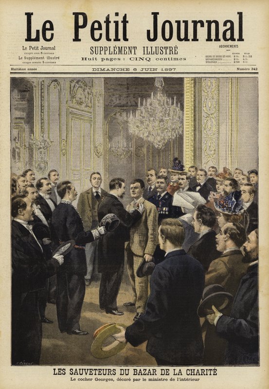 Räddare från branden vid Bazar de la Charite, Paris, 1897 av French School