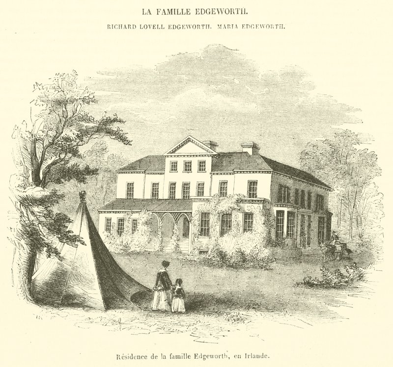 Residens för familjen Edgeworth, Irland (gravyr) av French School