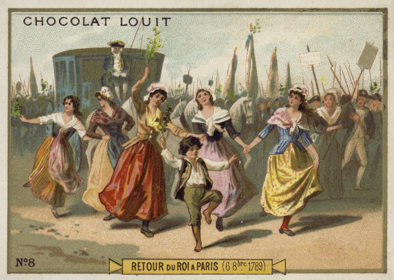 Kung Ludvig XVI:s återkomst till Paris, franska revolutionen, 6 oktober 1789 av French School