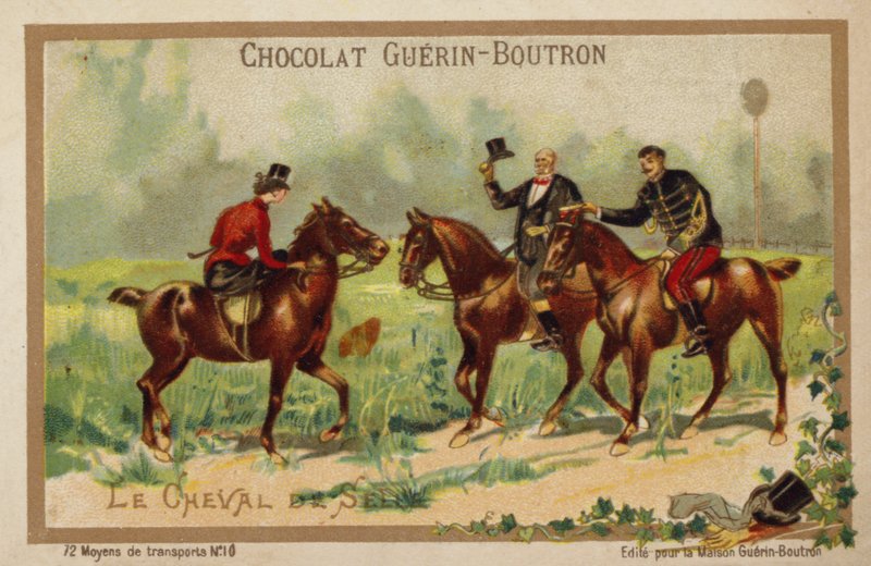 Ridhästar (chromolitho) av French School