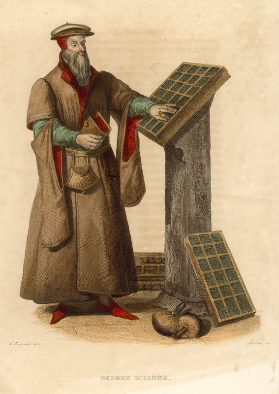 Robert Etienne (färgad gravyr) av French School