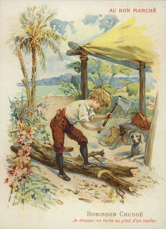Robinson Crusoe hugger ved av French School