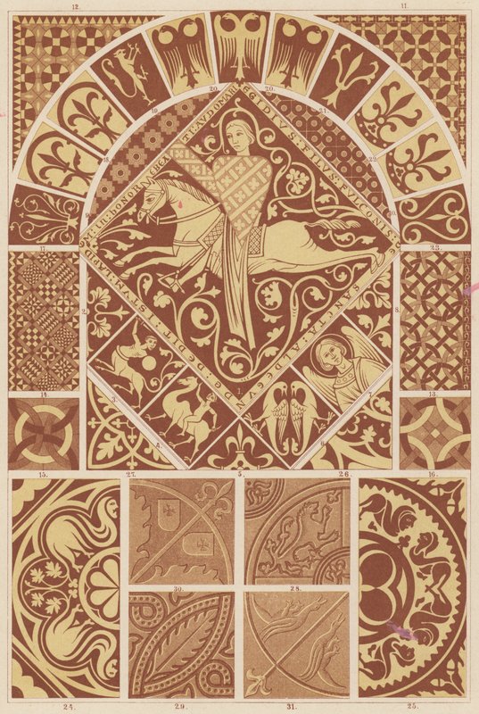 Romersk-gotisk konst (färg litho) av French School