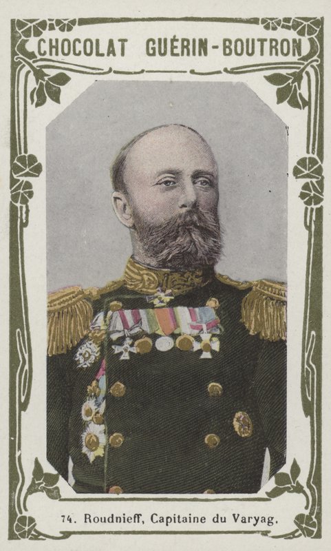 Roudnieff, kapten på Varyag (färgad bild) av French School