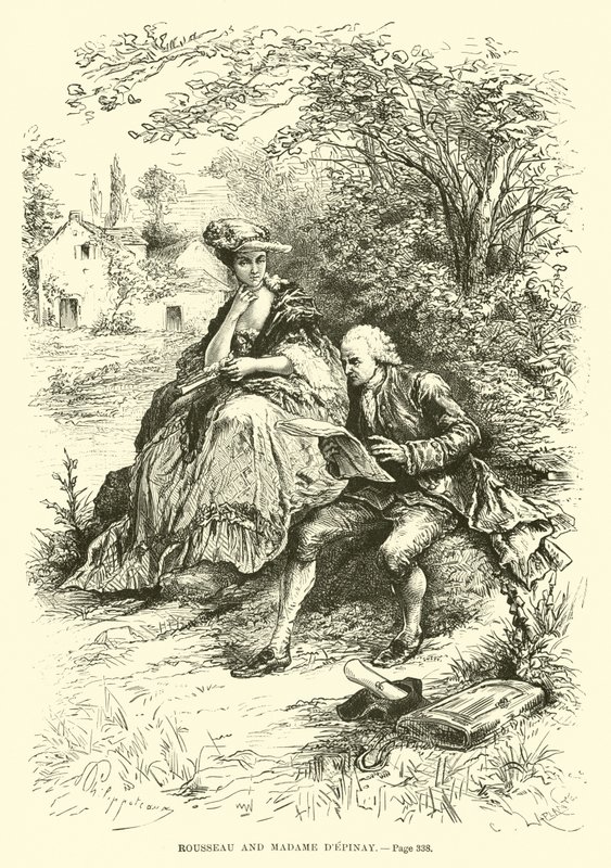Rousseau och Madame dEpinay av French School