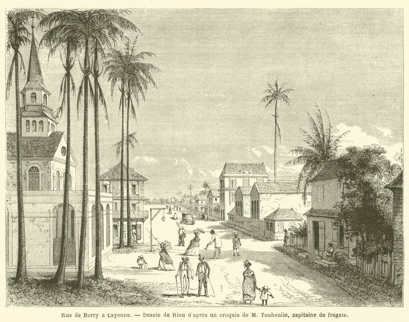 Rue de Berry a Cayenne (gravyr) av French School