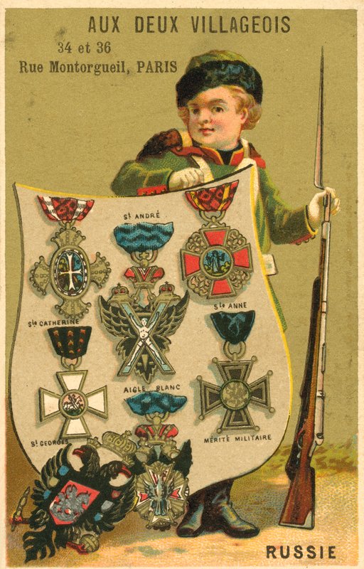 Ryska medaljer (chromolitho) av French School