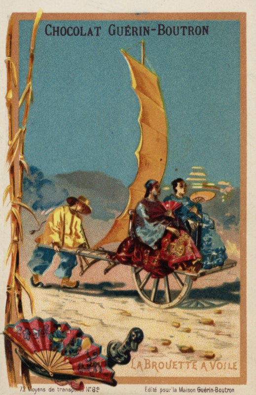 Segeldriven skottkärra (chromolitho) av French School