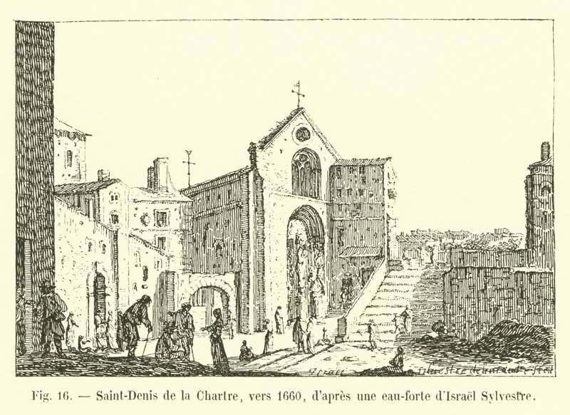 Saint-Denis de la Chartre, omkring 1660, efter en etsning av Israel Sylvestre av French School