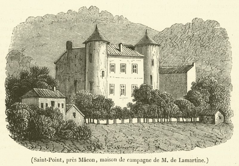 Saint-Point, nära Macon, herrgård av Madame de Lamartine (gravyr) av French School