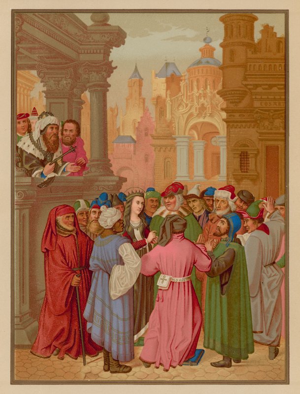 Saint Catherine omgiven av läkarna i Alexandria av French School