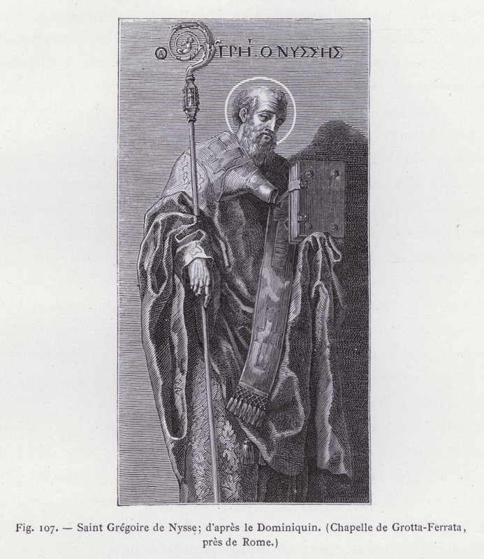 Sankt Gregorius av Nyssa; efter Dominichino, kapellet Grotta-Ferrata, nära Rom (gravyr) av French School