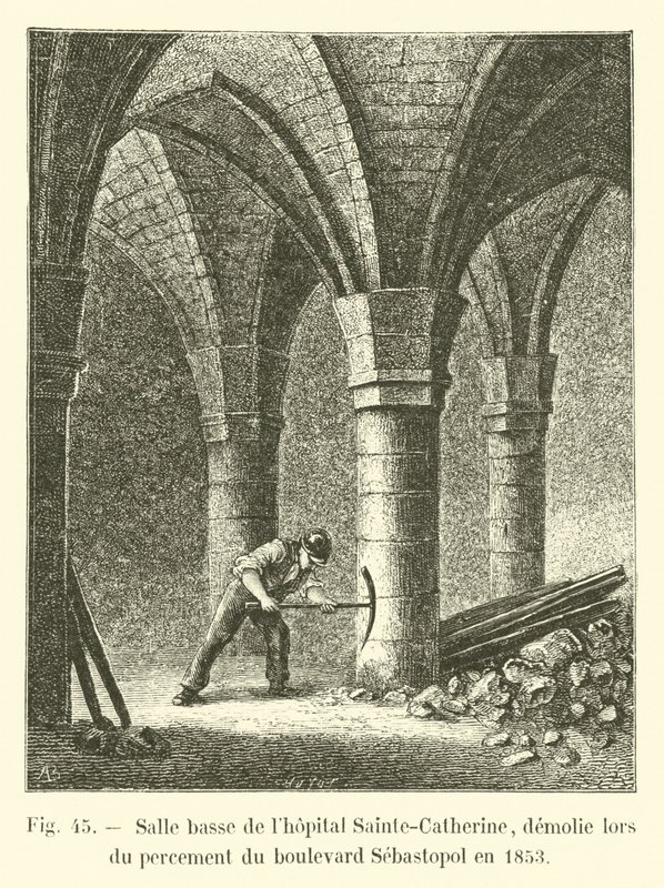 Nedre avdelningen på Sainte-Catherine-sjukhuset, revs under öppnandet av Boulevard Sebastopol 1853 av French School