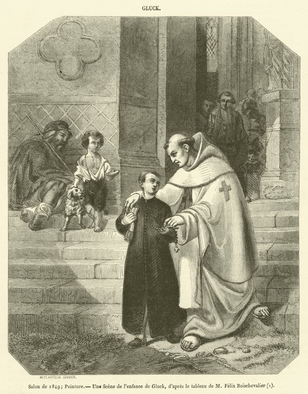 Salong 1849, Målning, en scen från Glucks barndom (gravyr) av French School