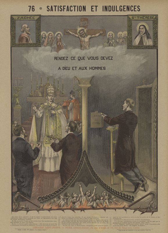 Tillfredsställelse och överseende (färg litho) av French School