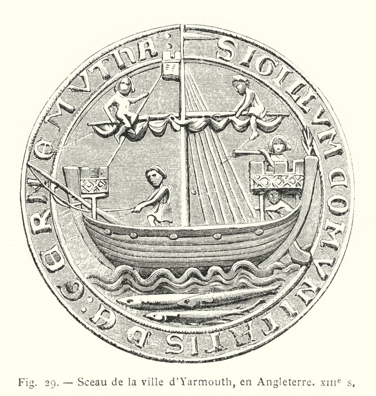Sigill av staden Yarmouth, England, 1200-talet (gravyr) av French School