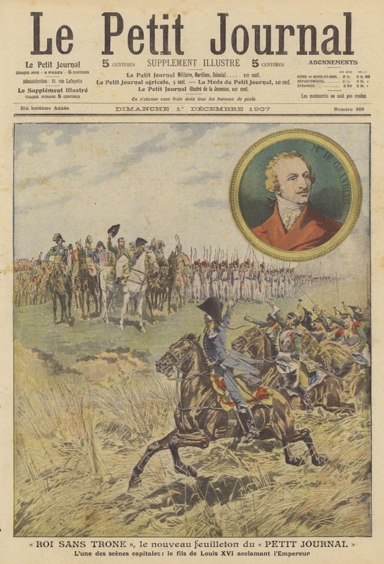Scen från "King Without a Throne", den nya serien i Le Petit Journal (lito i färg) av French School