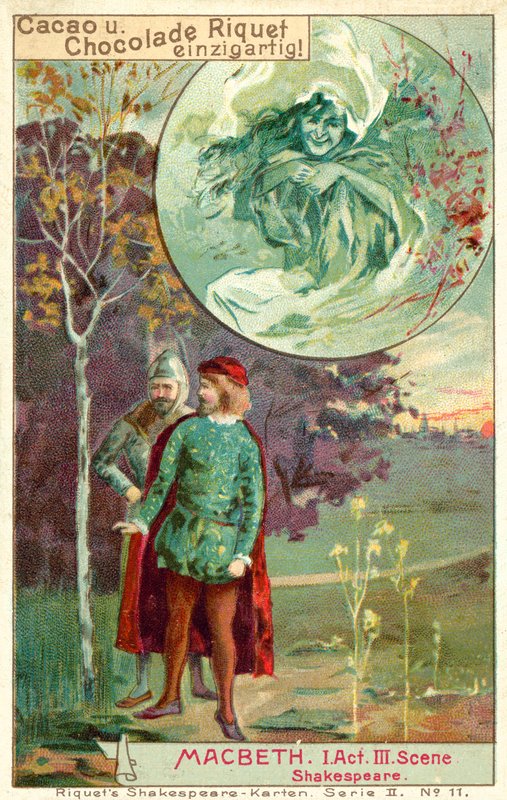 Scen ur Shakespeares pjäs Macbeth (chromolitho) av French School
