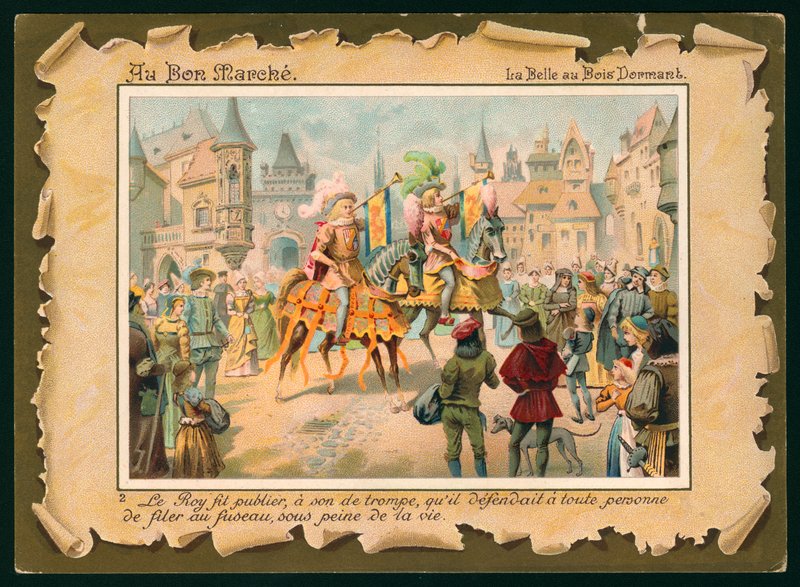 Scen ur Törnrosa (chromolitho) av French School