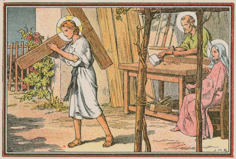 Scen ur Jesu liv (färgad gravyr) av French School