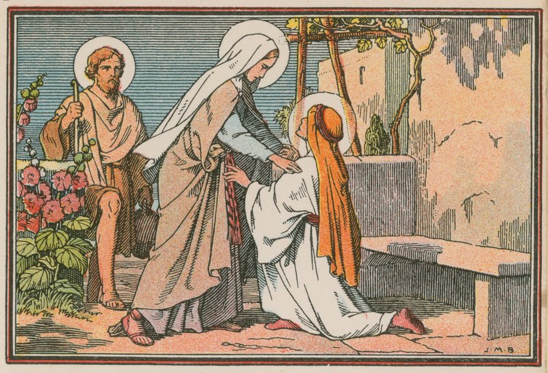 Scen ur Jesu liv (färgad gravyr) av French School