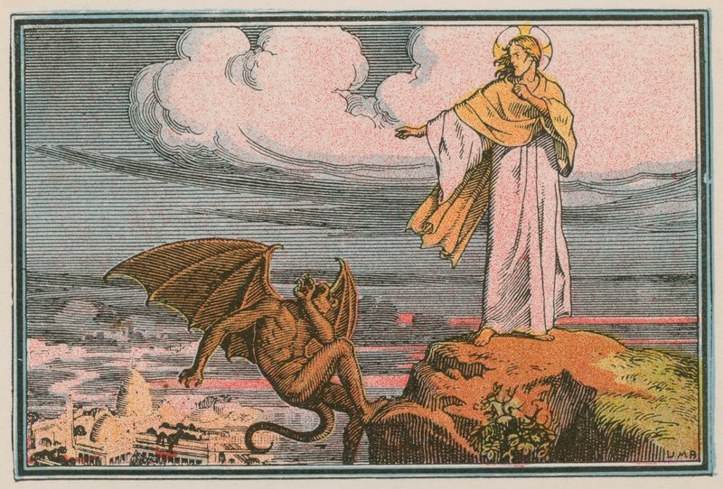 Scen ur Jesu liv (färgad gravyr) av French School