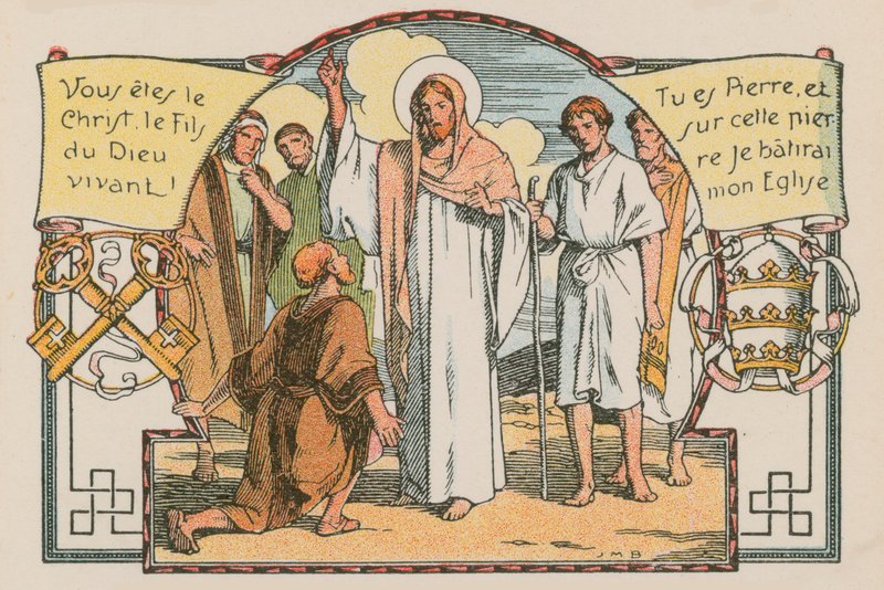 Scen ur Jesu liv (färgad gravyr) av French School