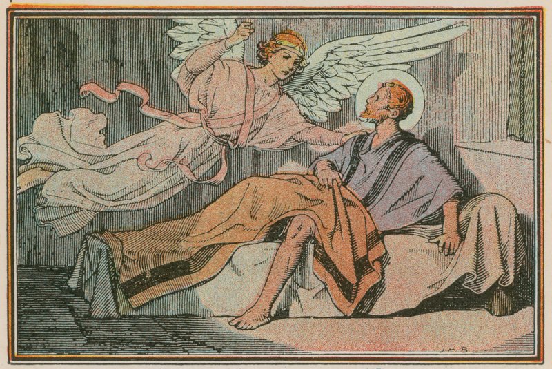 Scen ur Jesu liv (färgad gravyr) av French School