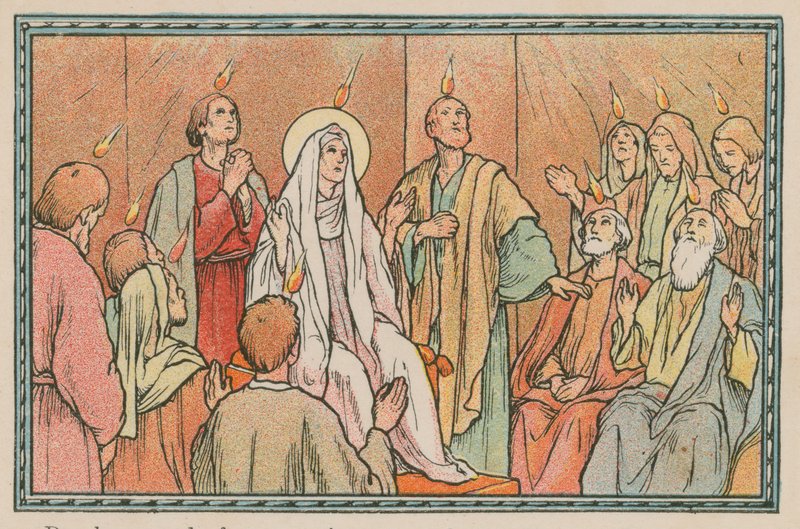 Scen ur Jesu liv (färgad gravyr) av French School
