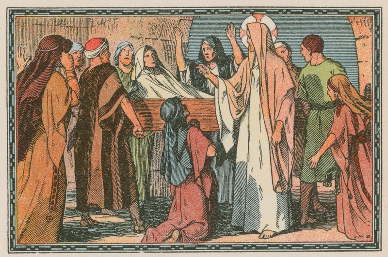 Scen från Jesu liv (färgad gravyr) av French School