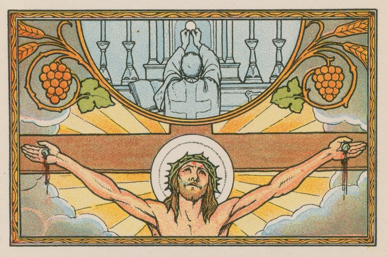 Scen från Jesu liv (färgad gravyr) av French School