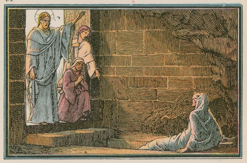 Scen från Jesu liv (färgad gravyr) av French School