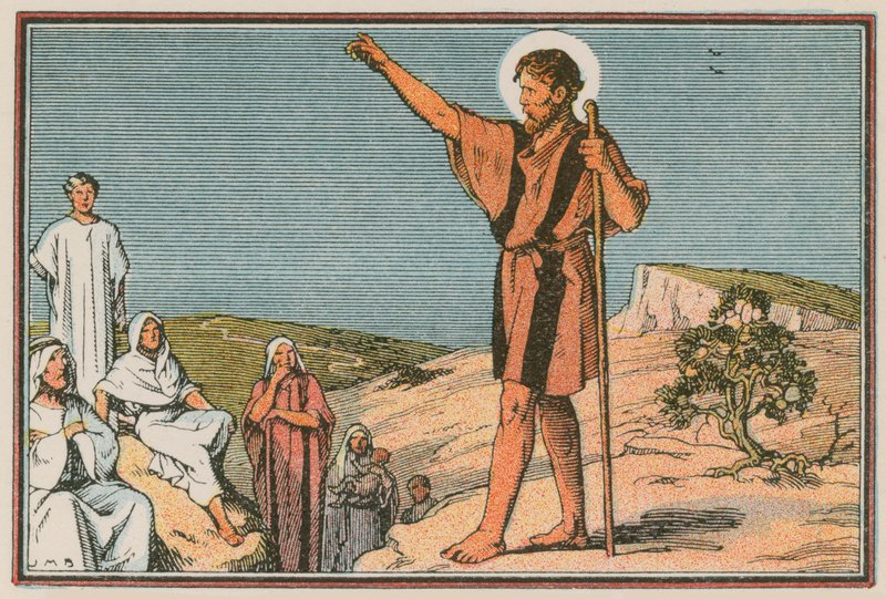 Scen ur Jesu liv (färgad gravyr) av French School