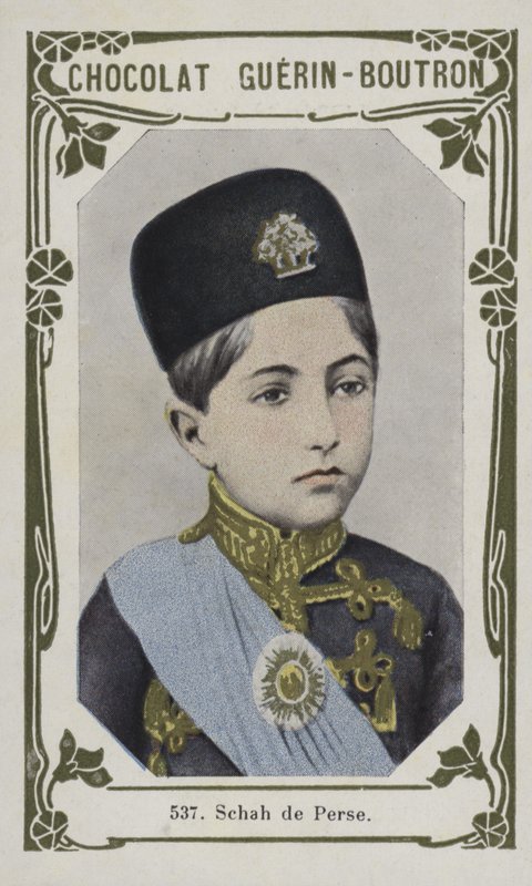 Schah de Perse (färgad bild) av French School