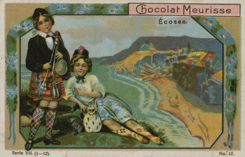 Skottland, handelskort för Chocolat Meurisse av French School
