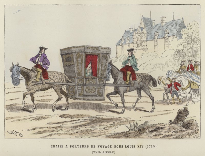 Sedan stol bärs av hästar, regeringstid av Ludvig XIV av Frankrike, 1715 av French School