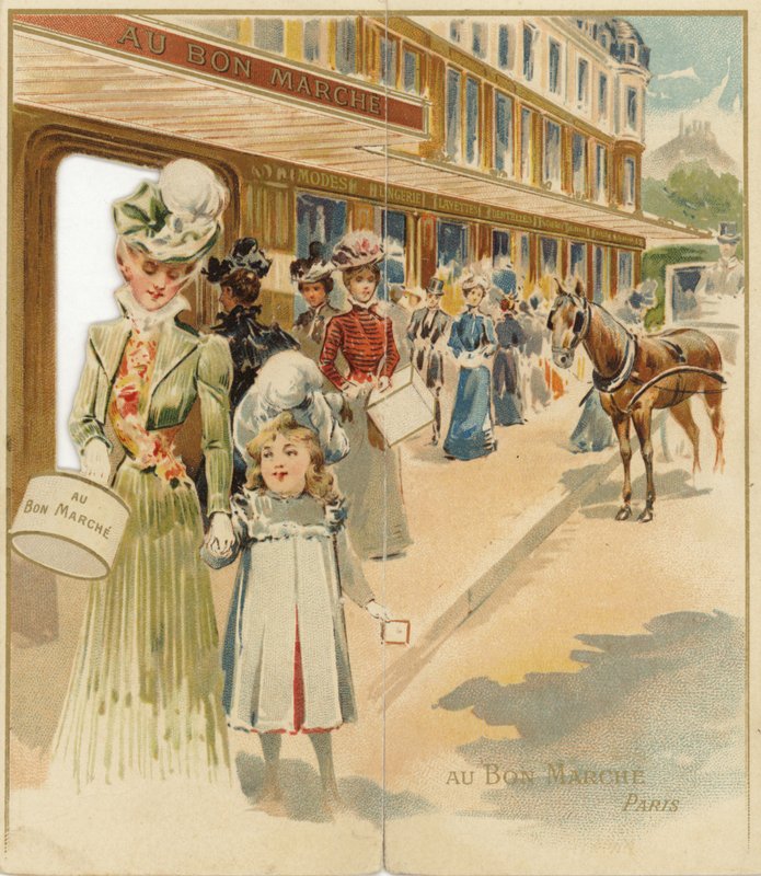 Shoppare utanför varuhuset av French School