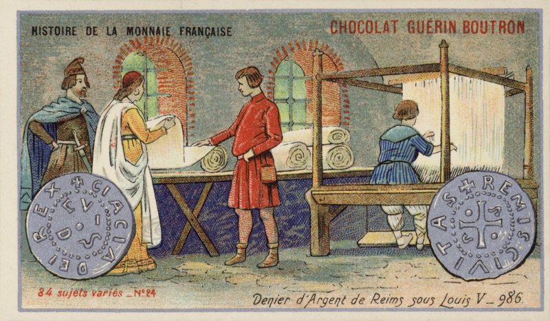 Silverförnekare av Reims från Ludvig Vs regeringstid, 986 (chromolitho) av French School