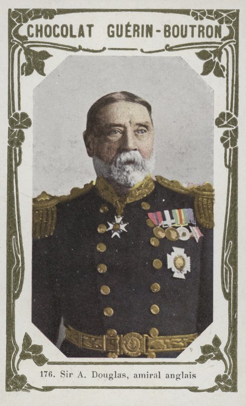 Sir A Douglas, engelsk amiral (färgat foto) av French School