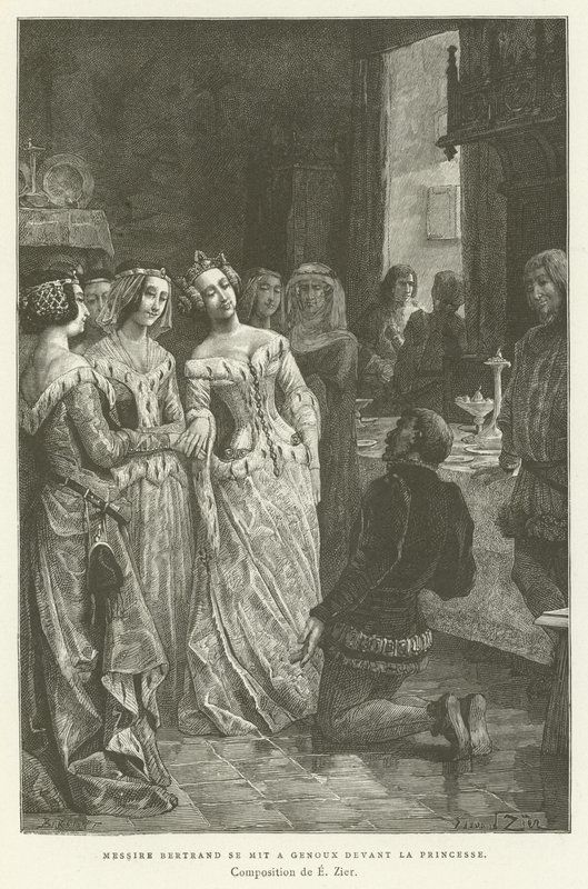 Sir Bertrand knäböjde inför prinsessan av French School