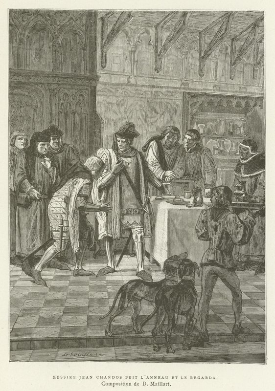 Sir John Chandos tog ringen och tittade på den av French School